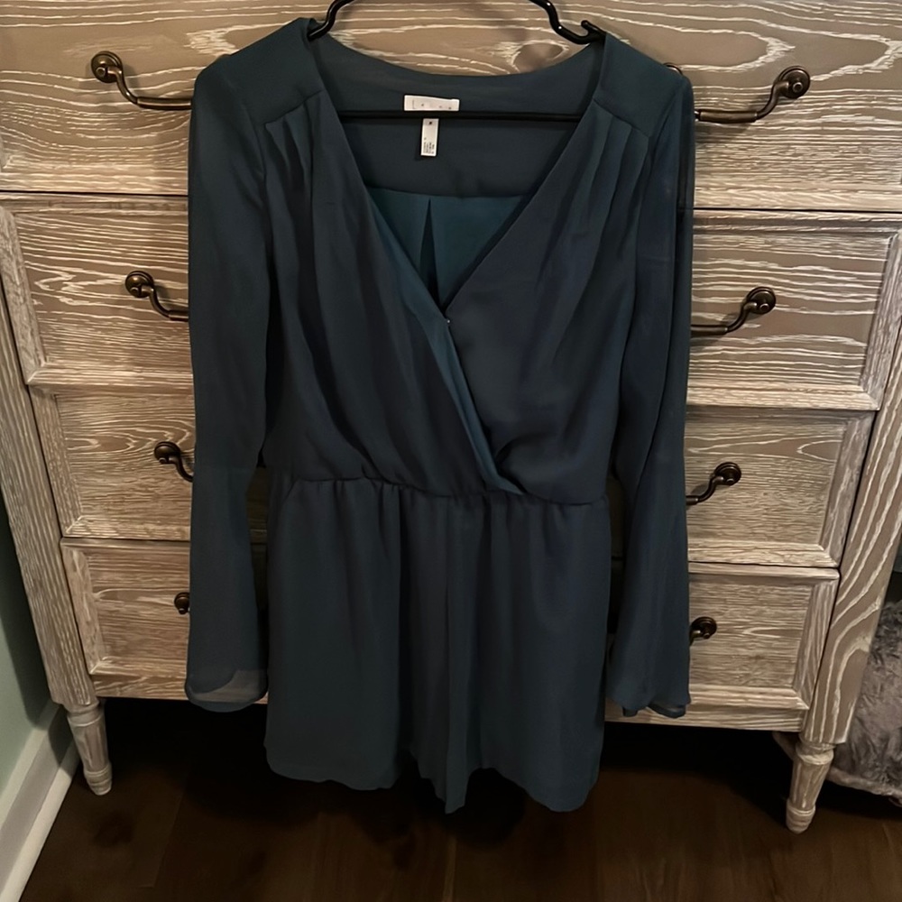 Long sleeved teal romper